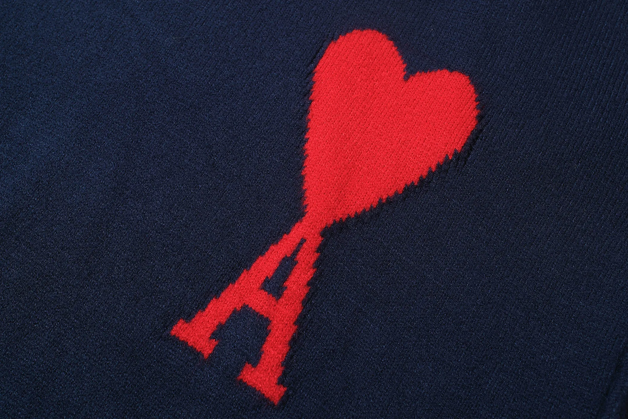 Royal Blue Color In Stock 🚨 A 9008#AM French minimalist style peach heart logo reverse slouchy crew neck sweater Camel Royal Blue Light Blue Milk Tea White Black Heart Black Red Heart 116 A 9008#21019003